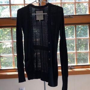 Gilly Hicks ruffle trim navy blue cardigan